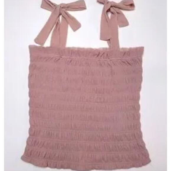 Anthropologie Womens Smocked Tie Strap Tank Top Rose Cami Blouse Size Small - Picture 4 of 10